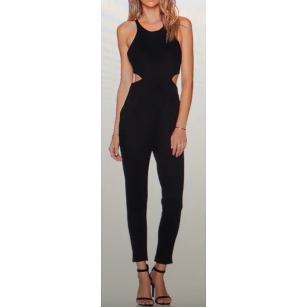 Hunter Bell NY Women's Katie Cut-Out Black Bodysuit Minimalist Zip Ankles Size 0